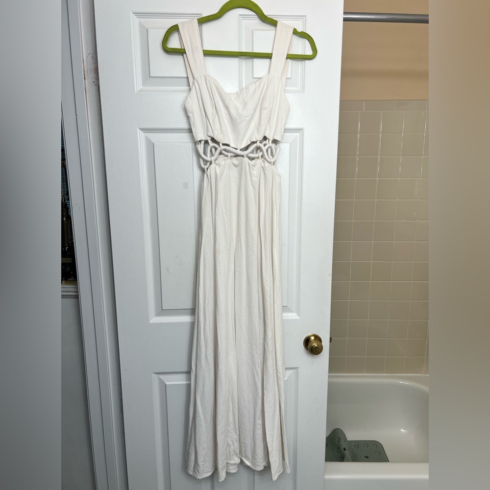 Farm Rio White Maxi Cut Out  Dress